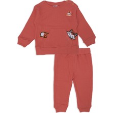 Bebelop Erkek Bebek Çocuk Tilki Nakışlı Raporlu Cepli 2'li Alt Üst Takım