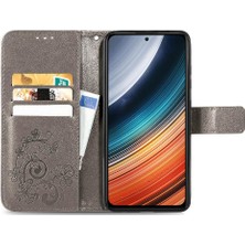 BDT Market Xiaomi Redmi K40S Için Kılıf Kısa Kayış Dört Yapraklı Yonca Deri Kılıf Flip (Yurt Dışından)