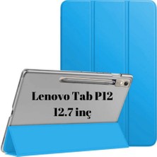 MobaxAksesuar Lenovo Tab P12 12.7inç TB370FU Kalem Bölmeli Kılıf PU Deri Smart Standlı Case