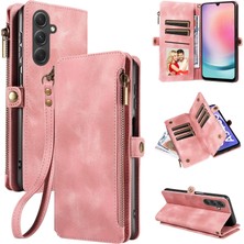 Seashell Digital Samsung Galaxy A25 5g Fermuarı Cep Deri Damla Kısa Süreli Strap Pink Telefon Kılıfı (Yurt Dışından)