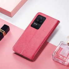 BDT Market Xiaomi Redmi K40S Için Kılıf Kısa Kayış Dört Yapraklı Yonca Deri Kılıf Flip (Yurt Dışından)