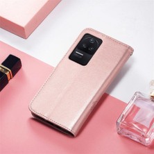 BDT Market Xiaomi Redmi K40S Için Kılıf Kısa Kayış Dört Yapraklı Yonca Deri Kılıf Flip (Yurt Dışından)