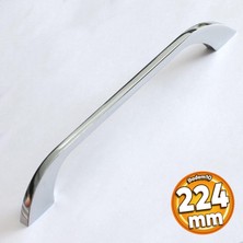 Badem10 Meriç Kulp Mobilya Mutfak Dolabı Çekmece Dolap Kulpları Kapak Kulpu Kulbu Krom Renk 224 mm Metal
