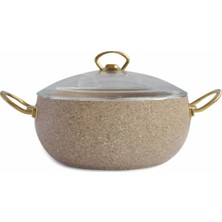 Öncü Mutfak Eşyaları Altın Renk Kulplu Derin Granit Tencere 30 cm