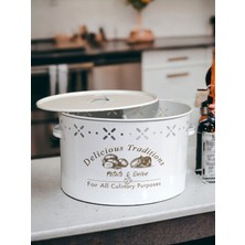 Metal Shop Büyük Boy Bölmeli Lüx Metal Patates Soğan Kovası Beyaz