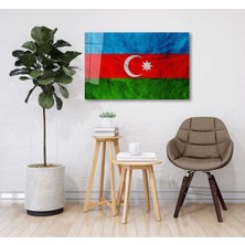 Miraax Dokulu Azerbaycan Bayrağı Cam Tablo, Uv Baskılı ve Temperli, Hediyelik