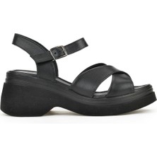 Ziya Kadın Deri Topuklu Sandalet 141992Z61001 Siyah