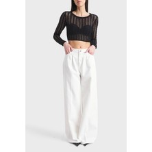 Pinko Pamuklu Relaxed Fit Geniş Paça Pantolon Pantolon 102948A1Mnz14