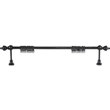 Perdejim Demonte Modern Başlıklı Siyah Ahşap Rustik Perde Askısı - Raysız