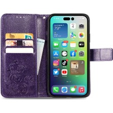 MY Boutique1 Iphone 14 Dört Yapraklı Yonca Zarif Iş Kısa Kayış Deri (Yurt Dışından)