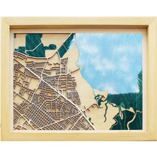 Zmapdesign Istediğiniz Yerin Ahşap & Epoksi Şehir Haritası (Yeşil Epoksi)