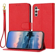 MY Boutique1 Samsung Galaxy M54 Litchi Desen Kart Yuvaları Için Telefon Kılıfı Tutucu Flip Pu (Yurt Dışından)