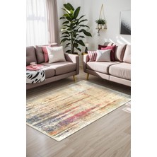 Depoba Motto Abstract Kadife Yıkanabilir Kaymaz Pamuk Tabanlı Salon Halısı