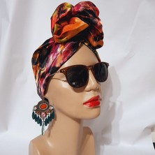 Oben Hobi Afrika Modeli Telli Bandana Saç Aksesuarı Sim Detaylı Özel Üretim Kumaş Kadın Toka
