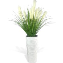 Nettenevime Yapay Çiçek Panpas Püskül Salon Bitkisi Beyaz Uzun Kumsal Vazoda 128*60CM