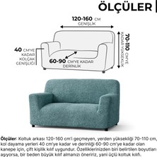 Paulato Lastikli Esnek ve Yıkanabilir 2 Kişilik Koltuk Örtüsü Çekyat Kanepe Kılıfı - Turkuaz