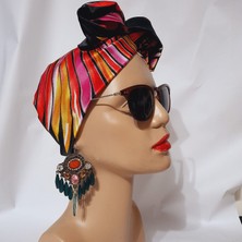 Oben Hobi Afrika Modeli Telli Bandana Özel Tasarım Kumaştan Yapılmış Saç Aksesuarı Kadın Tokası