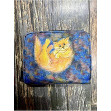 Street Bag Kedi Desenli Etnik Otantik Desenli Bölmeli Kullanışlı Cüzdan