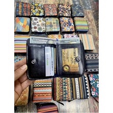 Street Bag Kedi Desenli Etnik Otantik Desenli Bölmeli Kullanışlı Cüzdan