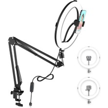 Smayling Metal Flexible Masaüstü Sıkıştırmalı Youtuber Ring Light LED Selfie Çalışma Işığı 10 Inç Halka