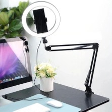 Smayling Metal Flexible Masaüstü Sıkıştırmalı Youtuber Ring Light LED Selfie Çalışma Işığı 10 Inç Halka