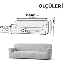 Paulato Lastikli Esnek ve Yıkanabilir 4 Kişilik Koltuk Örtüsü Çekyat Kanepe Kılıfı - Açık Gri