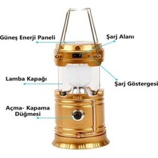 New Shop Fun Şarjlı Kamp Lambası Güneş Enerjili Kamp Feneri LED Lamba Fanus Işıldak
