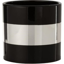 Laromita Decoration Gümüş Detaylı Siyah Saksı / M