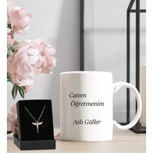 Giftstime Öğretmenler Günü Tasarımlı Kupa Bardak Melek Kolye Set