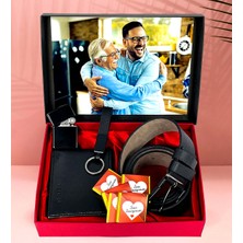 Giftstime Yeni Fotoğraflı Cüzdan Çakmak Anahtarlık Çikolata Kemer Set