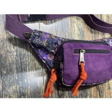 Street Bag Unisex Etnik Otantik Bohem Günlük Seyehat Bel Çantası Çok Cepli Suya Dayanıklı Mor