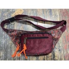 Street Bag Unisex Etnik Otantik Bohem Günlük Seyehat Bel Çantası Çok Cepli Suya Dayanıklı Koyu Bordo
