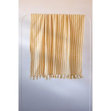 Vivamaison %100 Pamuk Peştemal, Renkli Çizgili Yıkanmış Banyo Havlusu, Plaj Havlusu 90X180 cm Sarı