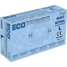 Eco Mavi Pudrasız  Nitril Çok Amaçlı Muayene Temizlik Eldiveni  100 Lü Eco