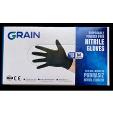 Grain Siyah Pudrasız  Nitril Çok Amaçlı Muayene Temizlik Eldiveni  Medium 100 Lü Grain