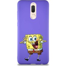 PrintiFy Huawei Mate 10 Lite Soft Premier Kapak Sünger Bob Tasarımlı Silikon Kılıf - Mor