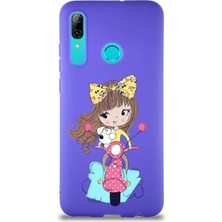 PrintiFy Huawei P Smart 2019 Soft Premier Kapak Vespagirl Tasarımlı Silikon Kılıf - Mor