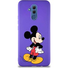 PrintiFy Huawei Mate 20 Lite Soft Premier Kapak Mickey Mouse-D Tasarımlı Silikon Kılıf - Mor