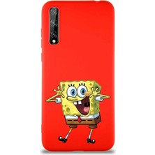 PrintiFy Huawei P Smart S Soft Premier Kapak Sünger Bob Tasarımlı Silikon Kılıf - Kırmızı