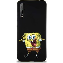 PrintiFy Huawei Y8P Soft Premier Kapak Sünger Bob Tasarımlı Silikon Kılıf - Siyah