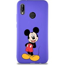 PrintiFy Huawei P20 Lite Soft Premier Kapak Mickey Mouse-B Tasarımlı Silikon Kılıf - Mor