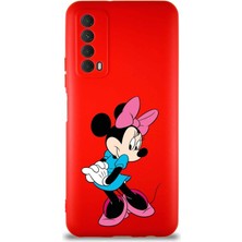 PrintiFy Huawei P Smart 2021 Soft Premier Kapak Minnie Mouse-F Tasarımlı Silikon Kılıf - Kırmızı