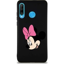 PrintiFy Huawei P30 Lite Soft Premier Kapak Minnie Mouse-B Tasarımlı Silikon Kılıf - Siyah