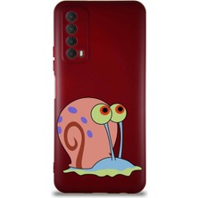 PrintiFy Huawei P Smart 2021 Soft Premier Kapak Salyangoz Gary Tasarımlı Silikon Kılıf - Mürdüm
