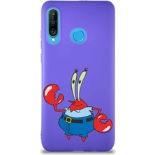 PrintiFy Huawei P30 Lite Soft Premier Kapak Bay Yengeç Tasarımlı Silikon Kılıf - Mor