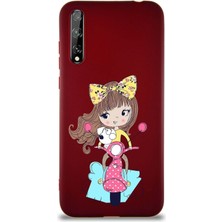 PrintiFy Huawei Y8P Soft Premier Kapak Vespagirl Tasarımlı Silikon Kılıf - Mürdüm