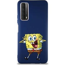 PrintiFy Huawei Y7A Soft Premier Kapak Sünger Bob Tasarımlı Silikon Kılıf - Lacivert