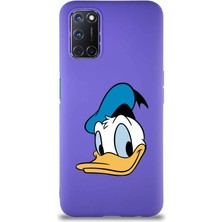 PrintiFy Oppo A92 Soft Premier Kapak Donald Duck-B Tasarımlı Silikon Kılıf - Mor