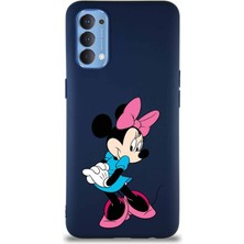 PrintiFy Oppo Reno 4 Soft Premier Kapak Minnie Mouse-F Tasarımlı Silikon Kılıf - Lacivert