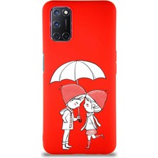 PrintiFy Oppo A92 Soft Premier Kapak Aşk Tasarımlı Silikon Kılıf - Kırmızı